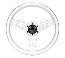 NRG Aluminum Steering Wheel 330mm - Arow Cutout - Ergonomic Grip - Anadized Silver