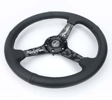 Load image into Gallery viewer, NRG Reinforced Black Perforated Leather Steering Wheel 350mm / 1.5in Deep w/ Goal Digger Blk Stitch