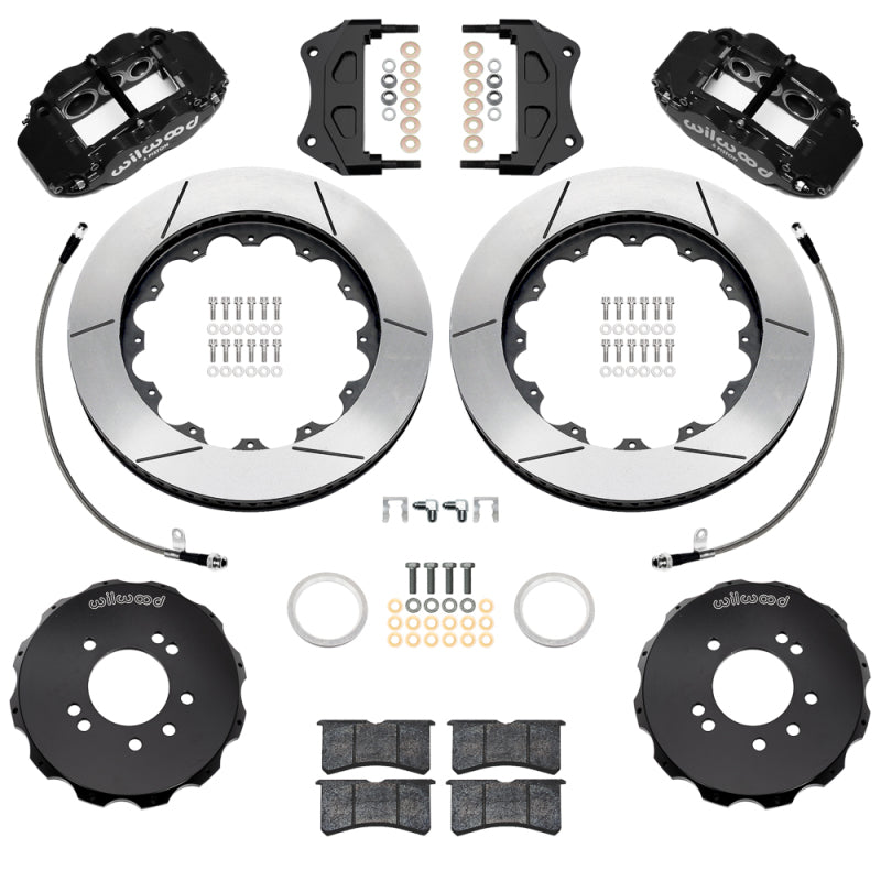 Wilwood 99-02 Nissan Skyline Superlite 6R Front BBK w/ 14in Slotted Rotors & Flexlines - Black