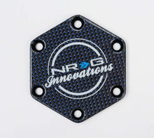 Load image into Gallery viewer, NRG Carbon Fiber w/ Blue Texalium Fabrics Horn Delete Button Circular Logo Front/ Back