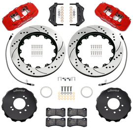 Wilwood 99-02 Nissan Skyline Aerolite 6R Front BBK w/ 14.00in D/S Rotors & Flexlines - Red