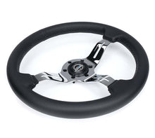Load image into Gallery viewer, NRG Light Weight Gaming Steering Wheel - Splitz Chrome Silver Spokes Perforated Leather