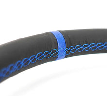 Load image into Gallery viewer, NRG Carbon Fiber Steering Wheel (320mm) Blue CF Center w/Blue Stitch Blue Center Mark Flat Bottom