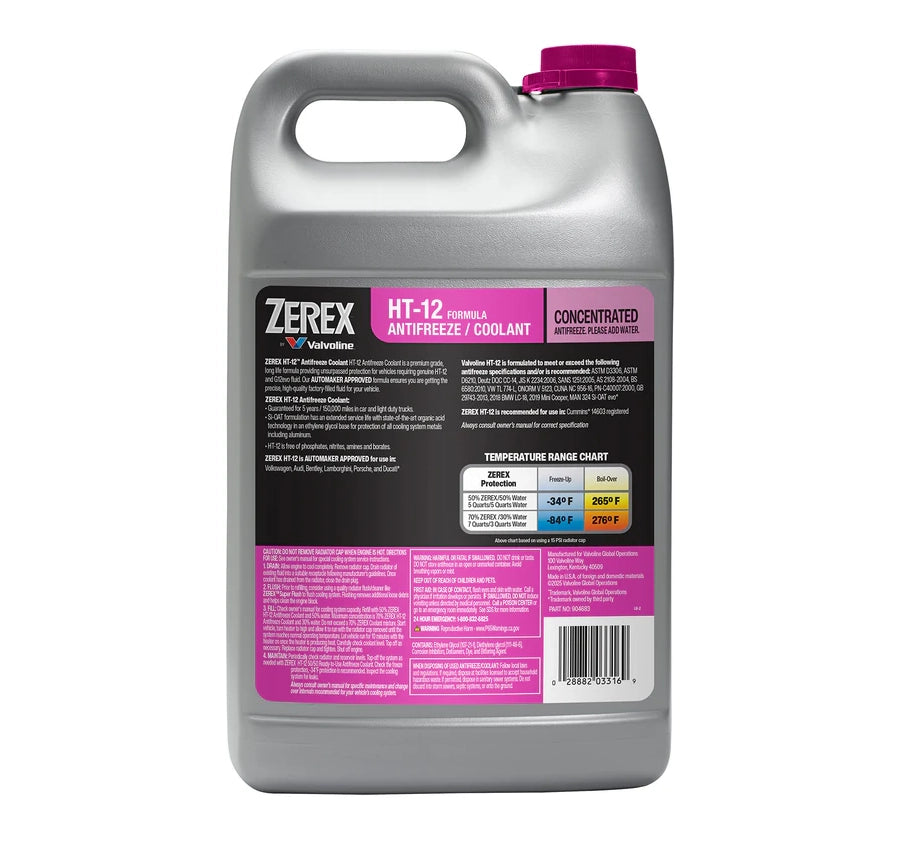 Zerex HT12 Coolant - G12 Evo, G12+++, G13 Pink - 1 Gallon Concentrated ...