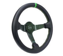 Load image into Gallery viewer, NRG Reinforced Steering Wheel (350mm) Green Carbon Fiber Center - Green Stitching &amp; Center Mark