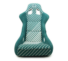 Load image into Gallery viewer, NRG FRP Bucket Seat - 20 Year Anniversary - Microfiber Green w/ White Stripes &amp; Arrow Design - Large