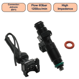 DeatschWerks Universal 1250cc Single Fuel Injector / 60mm Length / 14mm O-Ring Seals