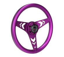 Load image into Gallery viewer, NRG Aluminum Steering Wheel 330mm - Arow Cutout - Ergonomic Grip - Anadized Purple