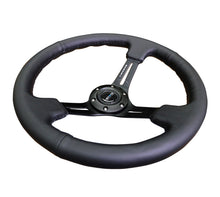 Load image into Gallery viewer, NRG Reinforced Steering Wheel (350mm / 3in. Deep) Blk Leather/Red Stitch w/Neochrome Slits