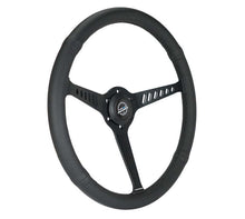 Load image into Gallery viewer, NRG Reinforced Stealth Wheel (380mm) 3 Spoke Center 1in Deep Dish - Perforated Leather Black Stitch