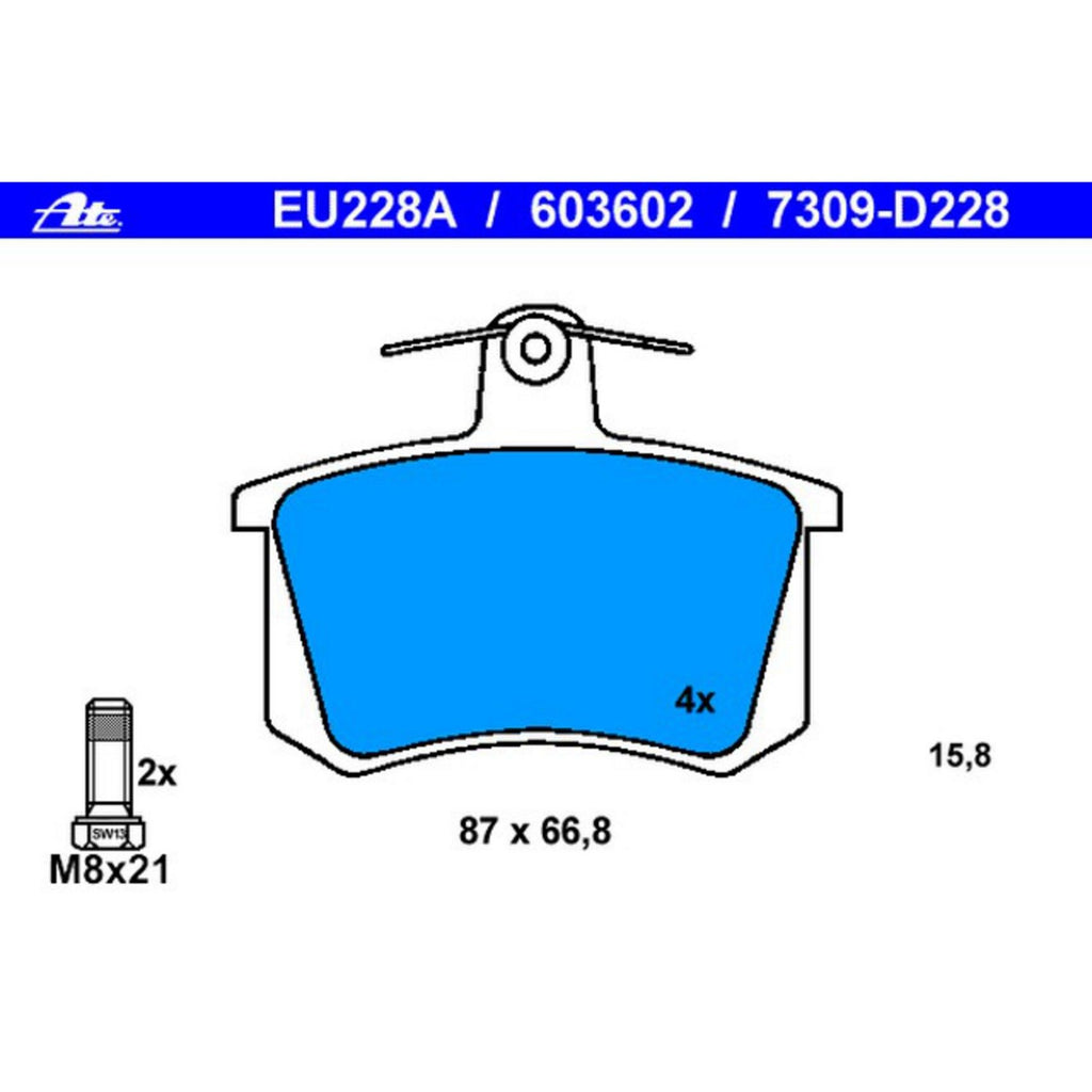 Audi Rear Brake Pad Set - ATE 603602