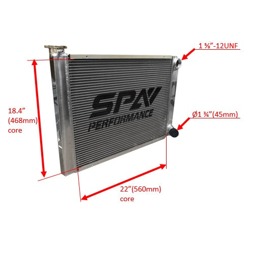 SPA Turbo Lightweight Late Model Radiator - Double Pass - 26.8" x 19.6" + Power Steering Tank Firewall Mount (Right Inlet) - Red Cap