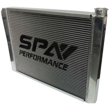 Load image into Gallery viewer, SPA Turbo Lightweight Late Model Radiator - Double Pass - 26.8" x 19.6" + Power Steering Tank Firewall Mount (Right Inlet) - Red Cap