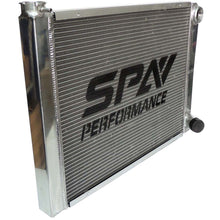 Load image into Gallery viewer, SPA Turbo Lightweight Late Model Radiator - Double Pass - 26.8" x 19.6" + Power Steering Tank Firewall Mount (Right Inlet) - Blue Cap