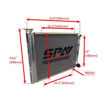 Load image into Gallery viewer, SPA Turbo Lightweight Late Model Radiator - Double Pass - 26.8" x 19.6" + Remote Fill Tank - Red Cap