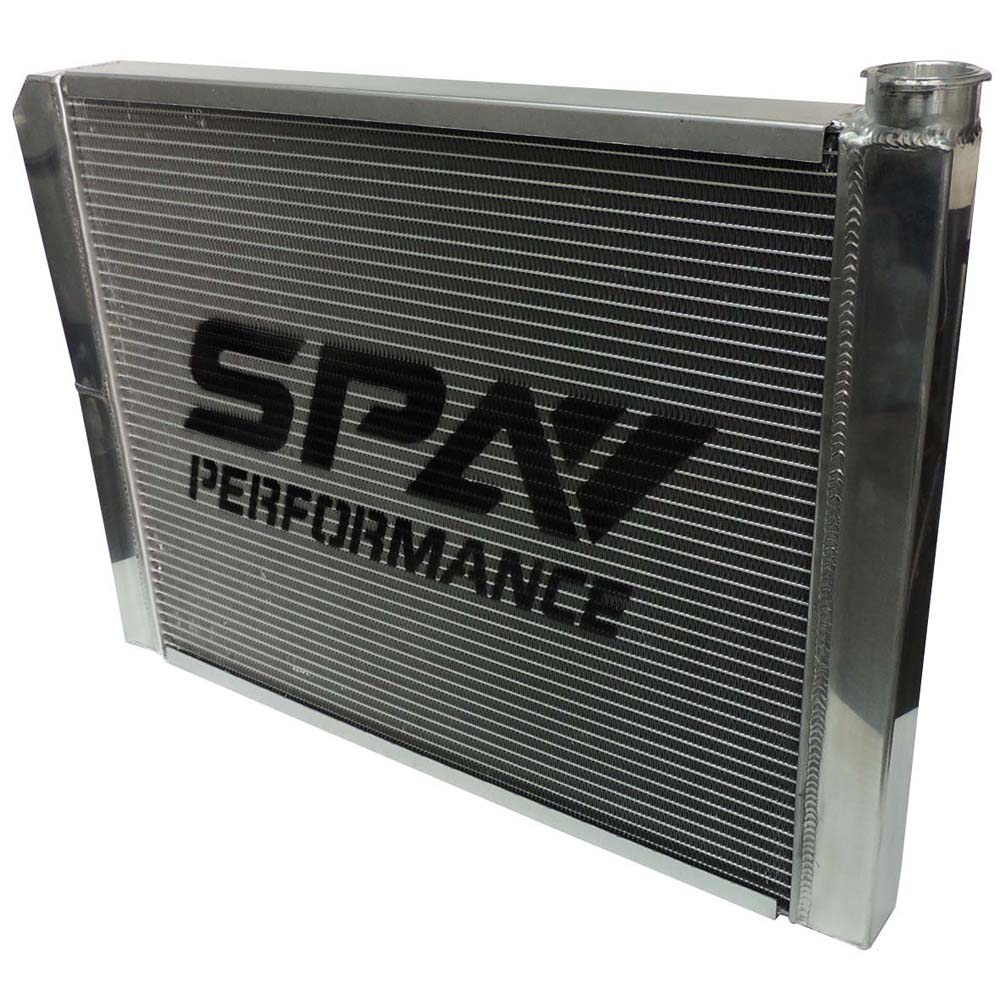 SPA Turbo Lightweight Late Model Radiator - Double Pass - 26.8" x 19.6" + Remote Fill Tank - Blue Cap