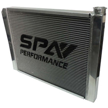 Load image into Gallery viewer, SPA Turbo Lightweight Late Model Radiator - Double Pass - 26.8" x 19.6" + Remote Fill Tank - Blue Cap