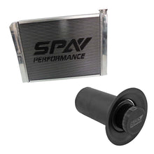 Load image into Gallery viewer, SPA Turbo Lightweight Late Model Radiator - Double Pass - 26.8" x 19.6" + Remote Fill Tank - Black Cap