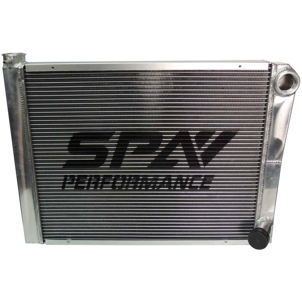 SPA Turbo Lightweight Late Model Radiator - Double Pass - 26.8" x 19.6" + Remote Fill Tank - Black Cap