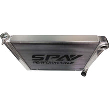 Load image into Gallery viewer, SPA Turbo Lightweight Late Model Radiator - Double Pass - 26.8" x 19.6" + Remote Fill Tank - Black Cap