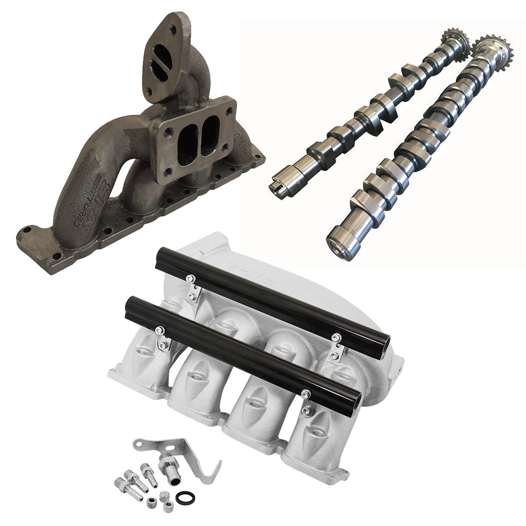 SPA Turbo VW MKIV GTI T3 Twin Scroll Top Mount Flange Turbocharger Exhaust Manifold + Cast Aluminum Intake Manifold + High Performance Camshaft set