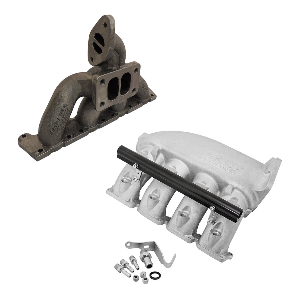 SPA Turbo VW MKIV GTI T3 Twin Scroll Top Mount Flange Turbocharger Exhaust Manifold + Cast Aluminum Intake Manifold