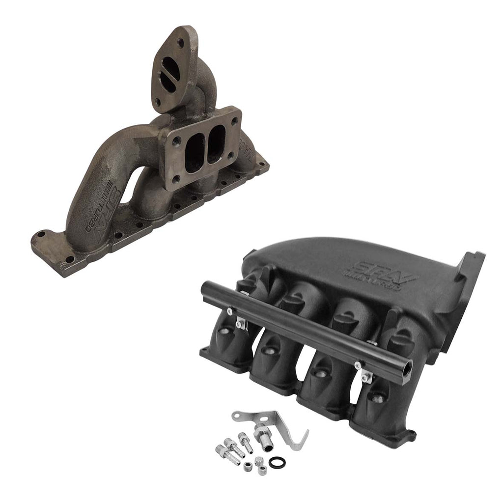 SPA Turbo VW MKIV GTI T3 Twin Scroll Top Mount Flange Turbocharger Exhaust Manifold + Cast Aluminum Intake Manifold