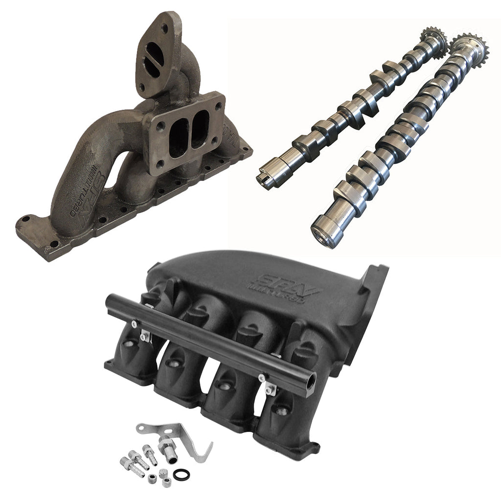 SPA Turbo VW MKIV GTI T3 Twin Scroll Top Mount Flange Turbocharger Exhaust Manifold + Cast Aluminum Intake Manifold + 252 / 260 High Performance Camshaft set