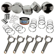 Load image into Gallery viewer, SPA Turbo FORGED PISTON AND RINGS SET 83.5MM VW 2.5L JETTA MK5 5Cyl 07k + 144MM X 20MM HIGH PERFORMANCE STEEL BASIC CONNECTING ROD SET 3/8" BOLT (800HP)