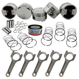 SPA Turbo FORGED PISTON AND RINGS SET 83.5MM VW 2.5L JETTA MK5 5Cyl 07k + 144MM X 20MM HIGH PERFORMANCE STEEL BASIC CONNECTING ROD SET 3/8