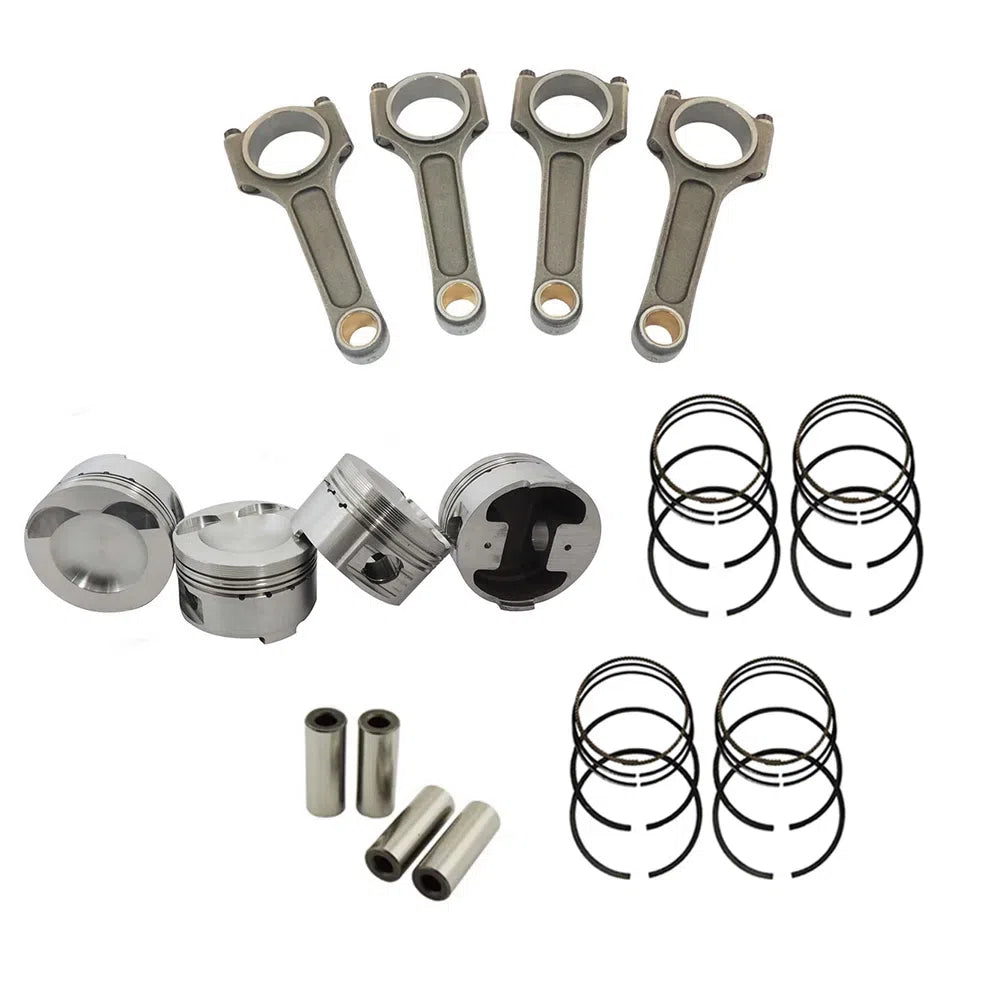 SPA Turbo FORGED PISTON AND RINGS SET 83MM VW/AUDI 2.0L TSI + 144MM X 20MM HIGH PERFORMANCE STEEL BASIC CONNECTING ROD SET 3/8" BOLT (600HP)