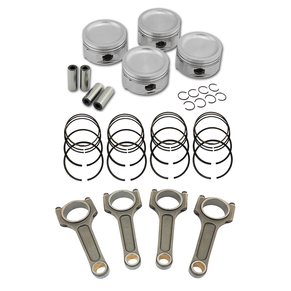 SPA Turbo Forged piston and rings set 83mm VW ABA 2.0L 8V + VW 159mm x 20mm High Performance Basic Connecting Rod Set 7/16" bolt (1100hp)