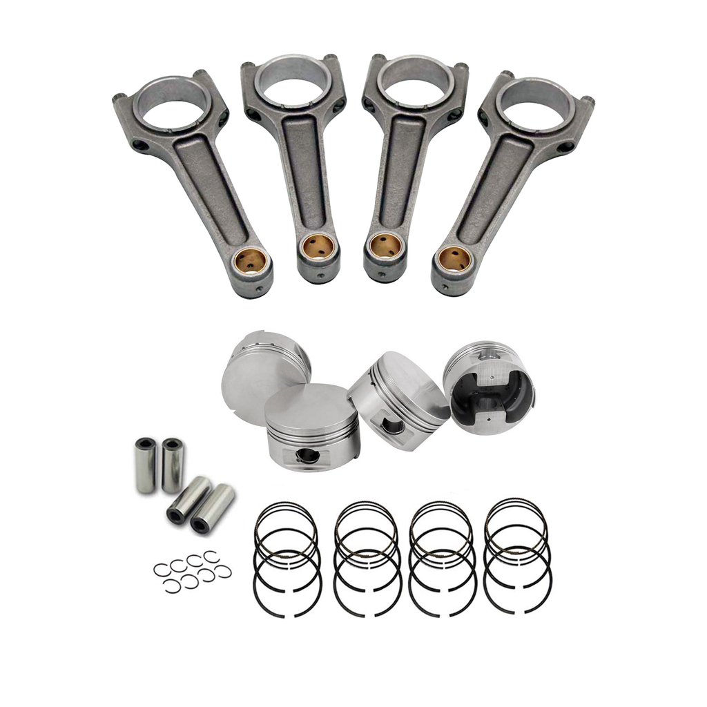 SPA Turbo Forged flat top piston and rings set 83.5mm VW ABA 2.0L 8V + VW 159mm x 20mm High Performance Steel Basic Connecting Rod set 3/8" bolt (1000hp)