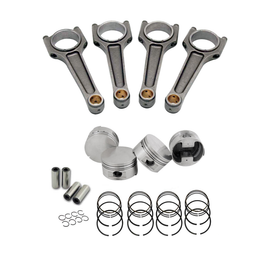 SPA Turbo Forged flat top piston and rings set 83.5mm VW ABA 2.0L 8V + VW 159mm x 20mm High Performance Steel Basic Connecting Rod set 3/8