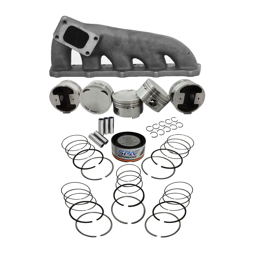SPA Turbo Forged piston and rings set 83mm VW 2.5L Jetta MK5 07k + High Performance Turbo Exhaust Manifold