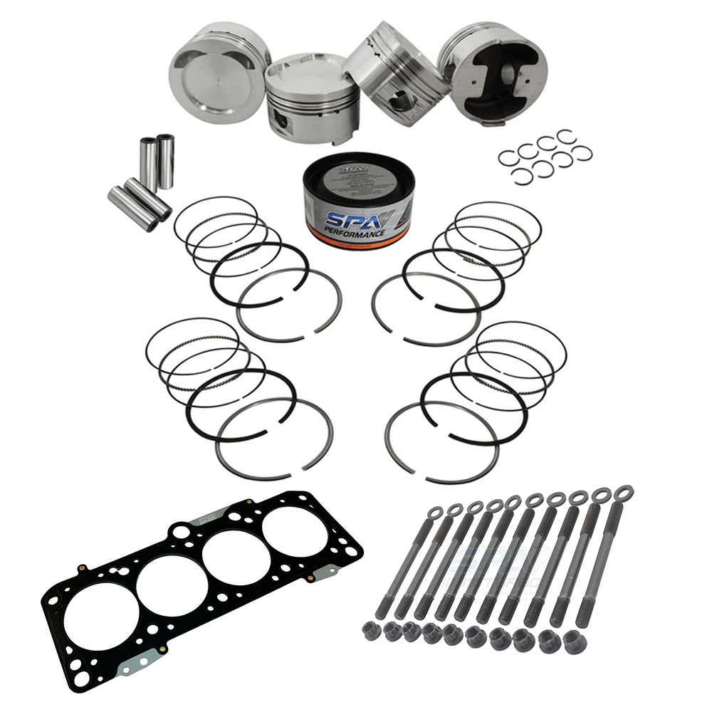 SPA Turbo Forged piston and rings set 83mm VW 2.0L 16V ABF + Decompression Head Gasket Spacer - 1.5mm + 136mm head stud set