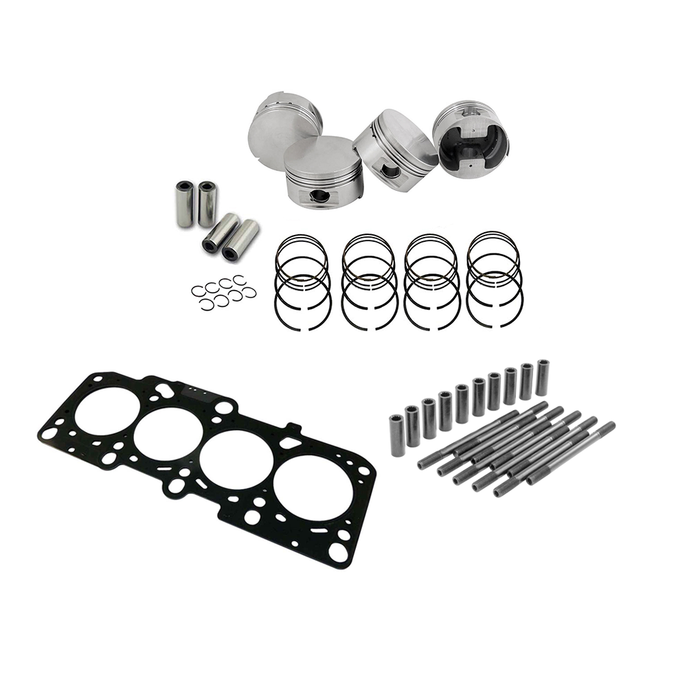 SPA Turbo Forged flat top piston and rings set 83.5mm VW ABA 2.0L 8V + Decompression Head Gasket Spacer - 1.5mm + 136mm head stud set