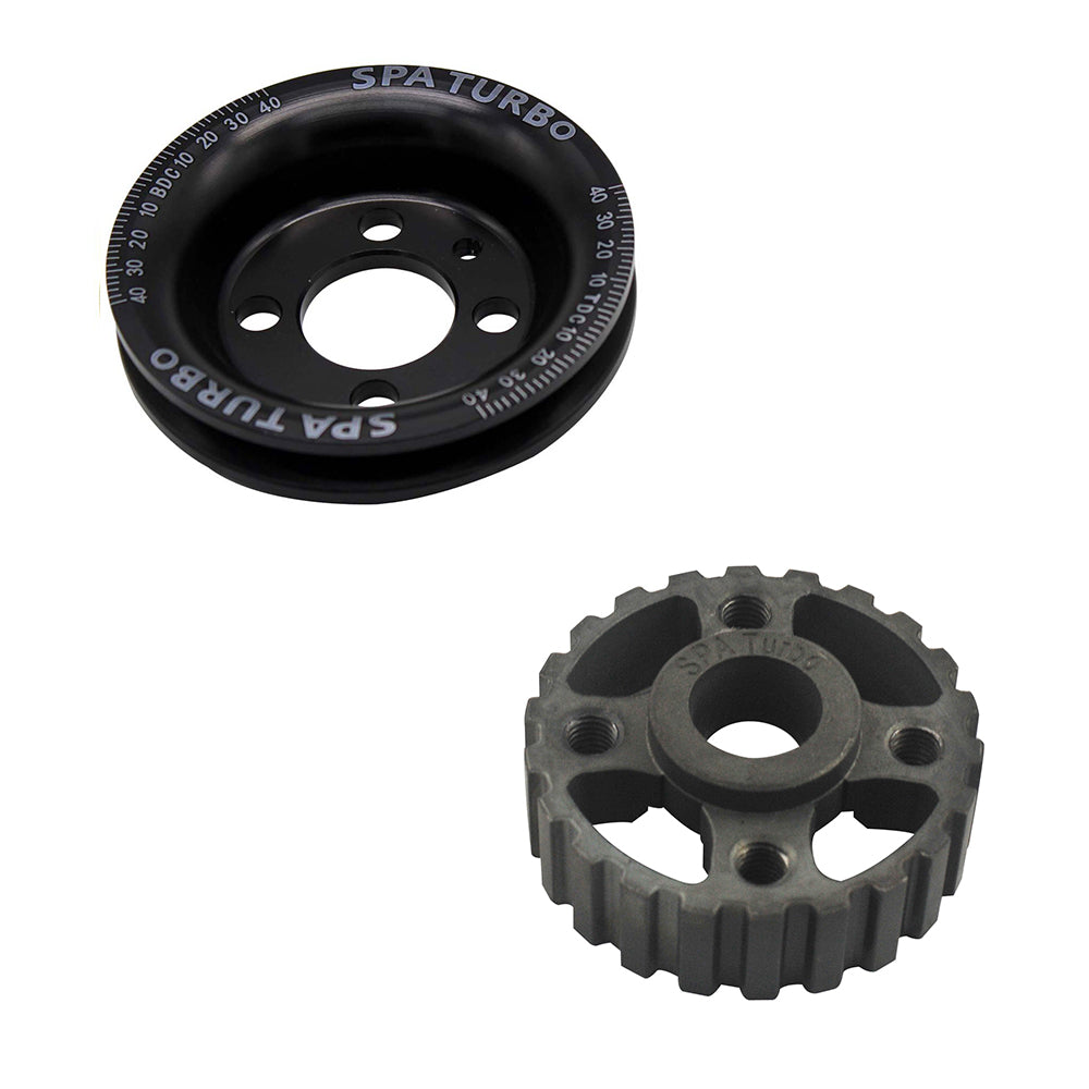 SPA Turbo VW syncro Audi 80 90 100 4000 rabbit 1.8 8v underdrive Pulley - BLACK + VW 8V super light crank timing gear