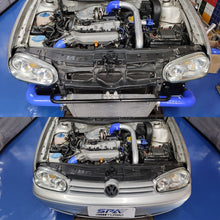 Load image into Gallery viewer, SPA Turbo TWIN SCROLL TOP MOUNT TMA06 TURBO KIT + FRONT MOUNT INTERCOOLER VW 1.8 20V TRANSVERSAL, BLUE HOSES, TURBO NOT INCLUDED