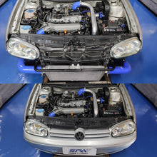 Load image into Gallery viewer, SPA Turbo TWIN SCROLL TOP MOUNT TMA16 TURBO KIT + FRONT MOUNT INTERCOOLER VW 1.8 20V TRANSVERSAL, BLACK HOSES, TURBO NOT INCLUDED