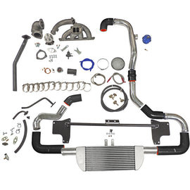 SPA Turbo TWIN SCROLL TOP MOUNT TMA16 TURBO KIT + FRONT MOUNT INTERCOOLER VW 1.8 20V TRANSVERSAL, BLACK HOSES, TURBO NOT INCLUDED