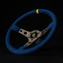 Load image into Gallery viewer, MOMO MOD.07 350 Diam 72 Dish Blue Microfiber Anthracite Anodized Spokes 1 Stripe