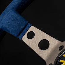 Load image into Gallery viewer, MOMO MOD.07 350 Diam 72 Dish Blue Microfiber Anthracite Anodized Spokes 1 Stripe