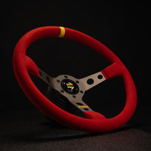 Load image into Gallery viewer, MOMO MOD.07 350 Diam 72 Dish Red Microfiber,Anthracite Anodized Spokes 1 Stripe