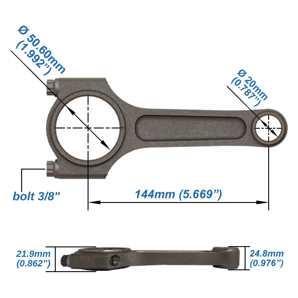 SPA Turbo VW/AUDI 2.0L TSI 144mm x 20mm High Performance Basic Connecting Rod Set 3/8" bolt (600hp)