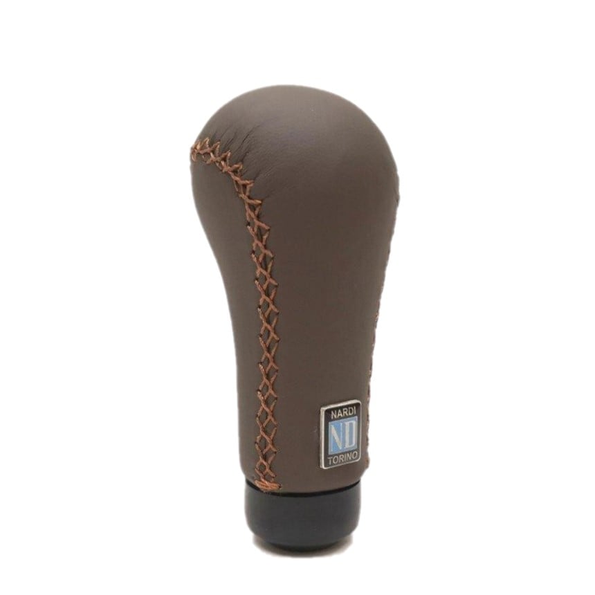 Nardi Gear Shift (Shifter) Knob - Prestige - Brown Smooth Leather with Brown Cross-Stitching