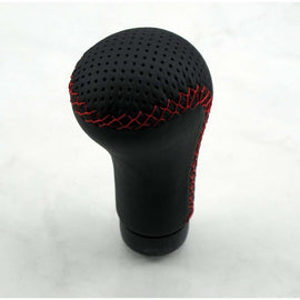 Nardi Shift Knob - Prestige - Black Perforated Leather & Black Smooth Leather with Red Stitching