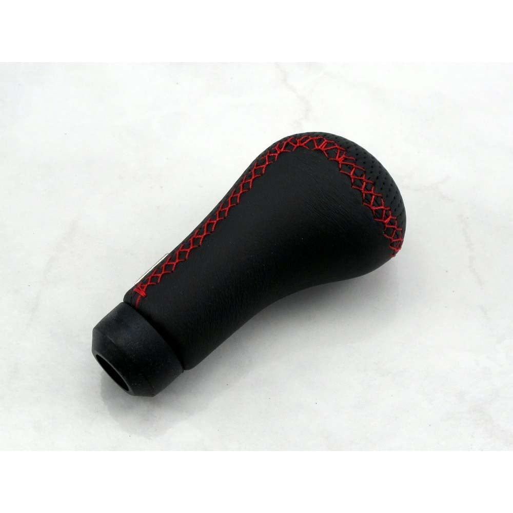 Nardi Shift Knob - Prestige - Black Perforated Leather & Black Smooth Leather with Red Stitching