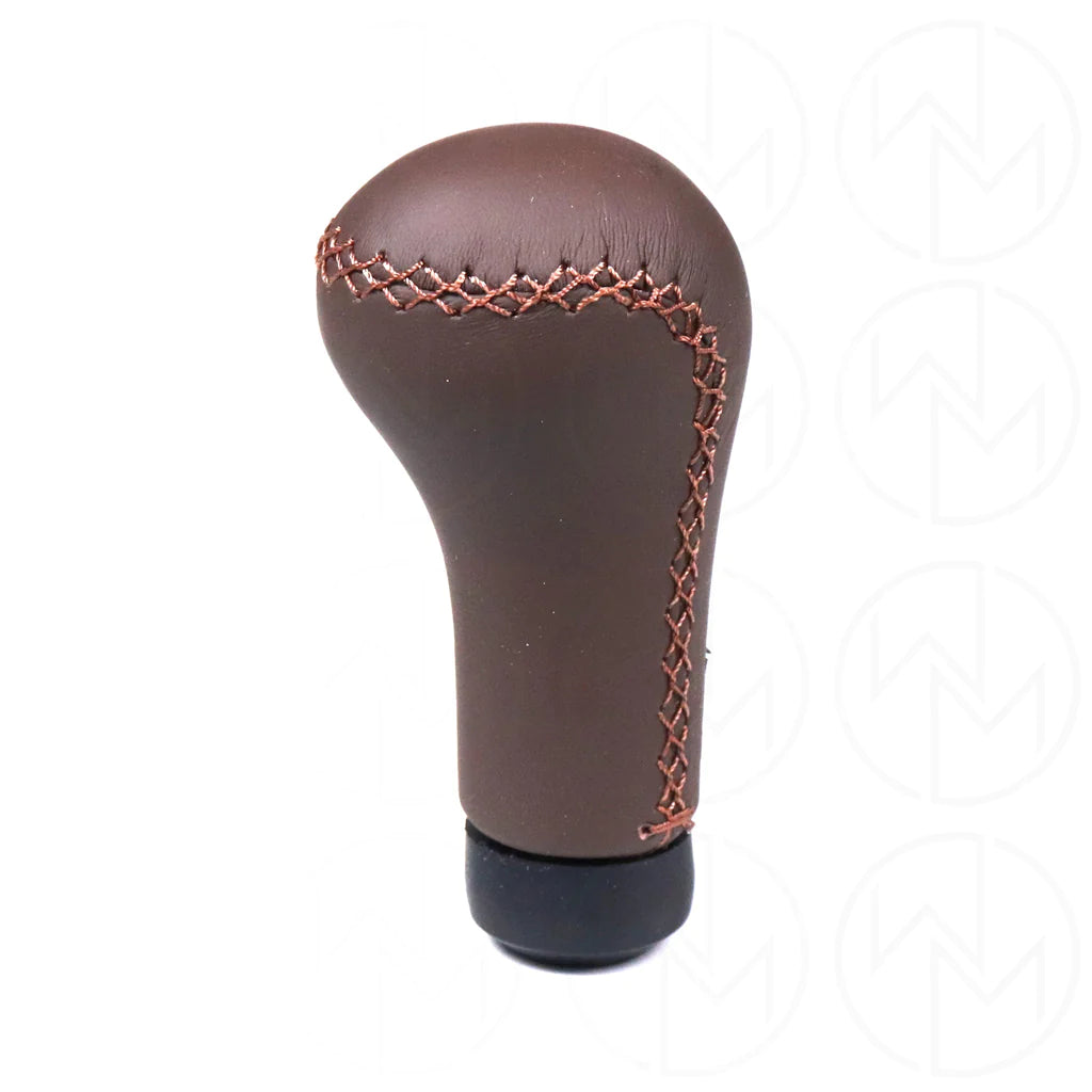 Nardi Gear Shift (Shifter) Knob - Prestige - Brown Smooth Leather with Brown Cross-Stitching
