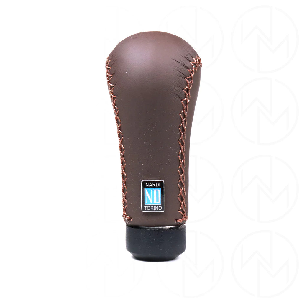 Nardi Gear Shift (Shifter) Knob - Prestige - Brown Smooth Leather with Brown Cross-Stitching